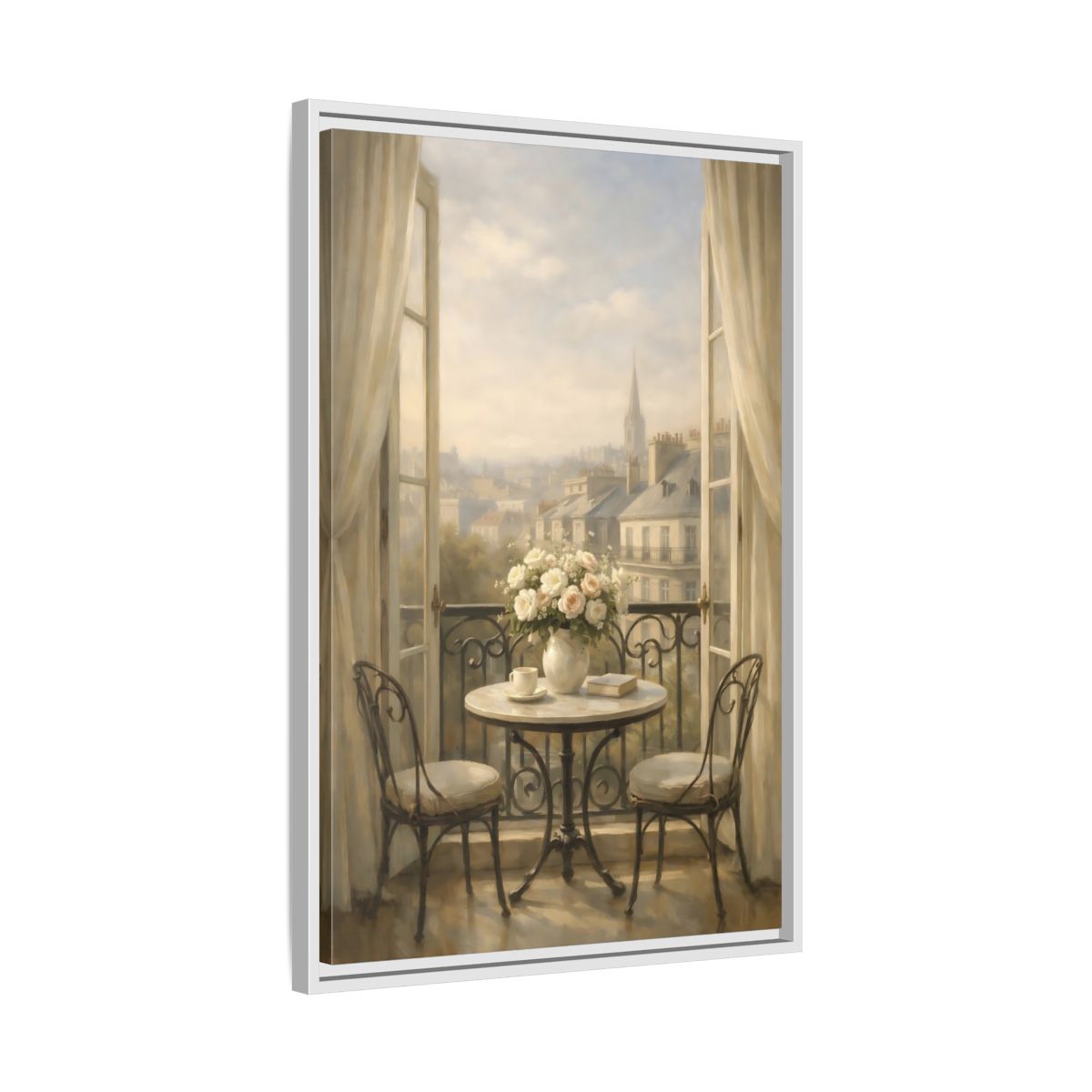 Side Mockup 11. Floral Roses Bouquet Soft Parisian shown as stretched canvas wall art
