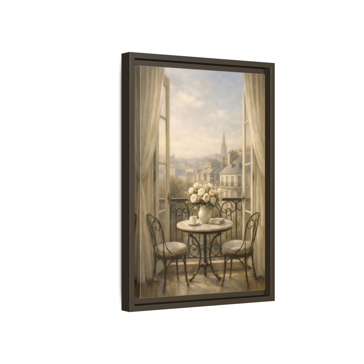 Side Mockup 5. Floral Roses Bouquet Soft Parisian shown as stretched canvas wall art