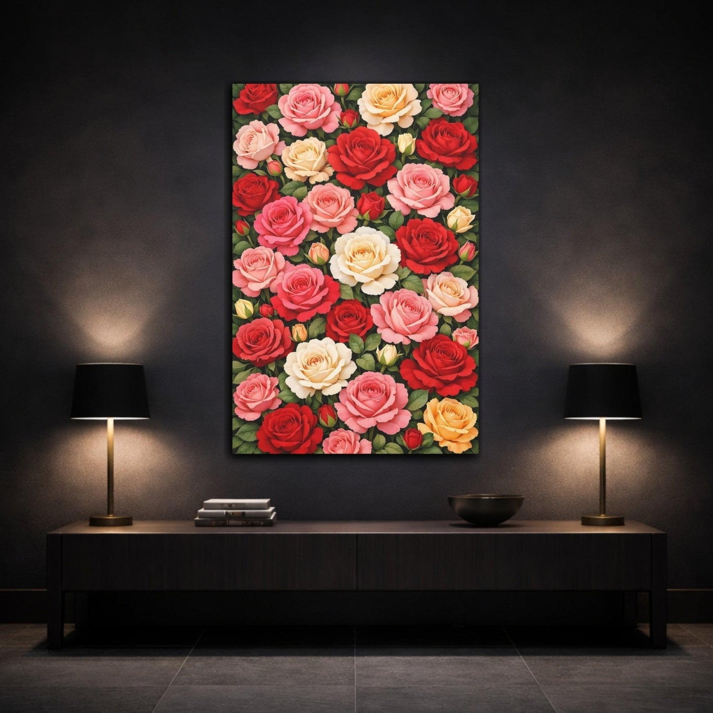 Floral Roses Colorful - Canvas Wall Art Print - YesArtYes