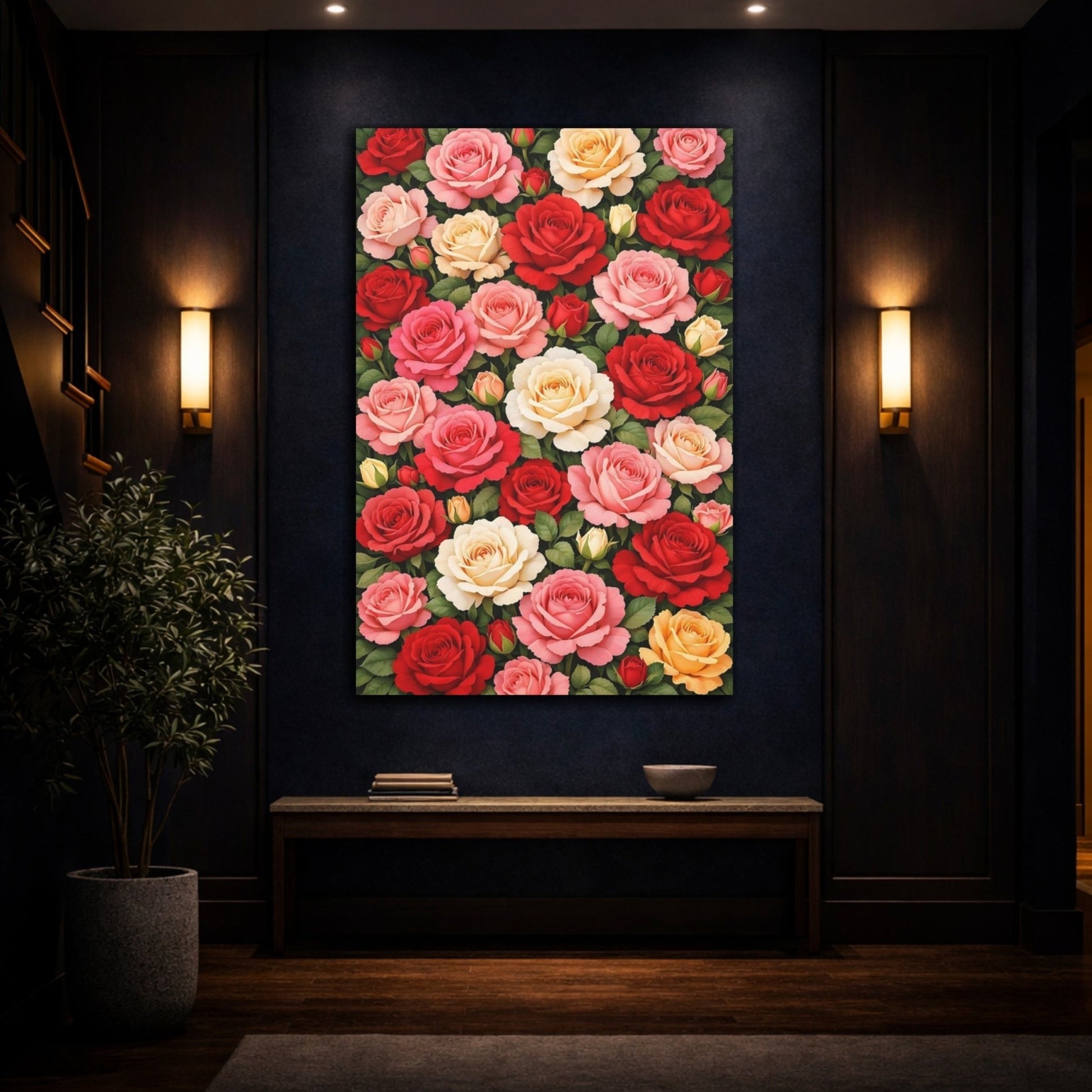 Floral Roses Colorful - Canvas Wall Art Print - YesArtYes