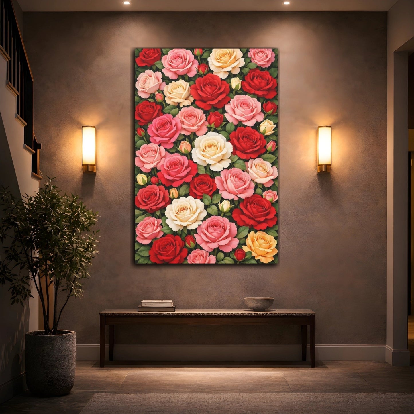 Floral Roses Colorful - Canvas Wall Art Print - YesArtYes
