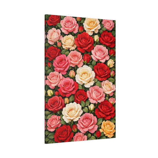 Main Mockup. Floral Roses Colorful Roses shown as stretched canvas wall art
