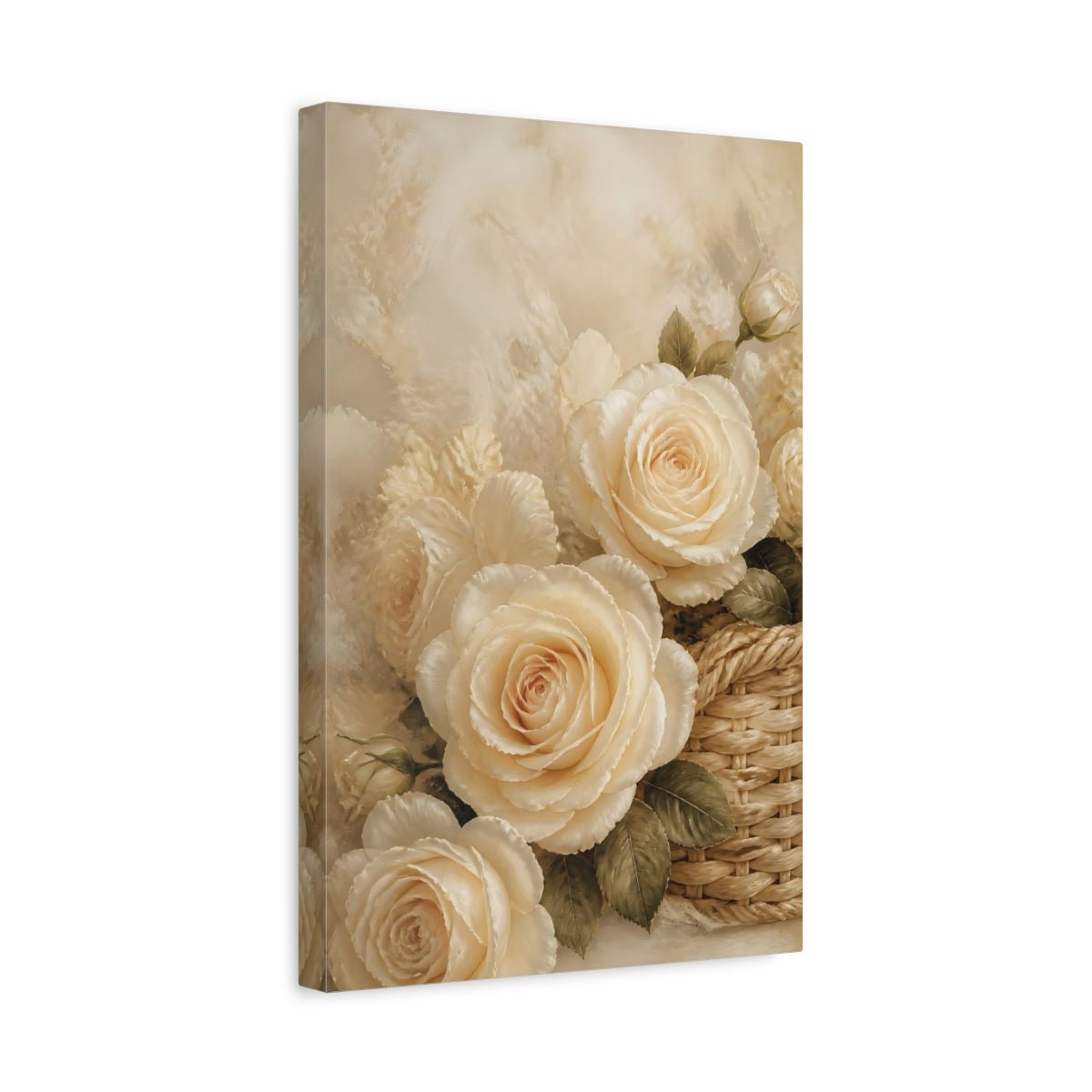 Floral Roses Cream Canvas Print – Living Room, Large Wall - YesArtYes