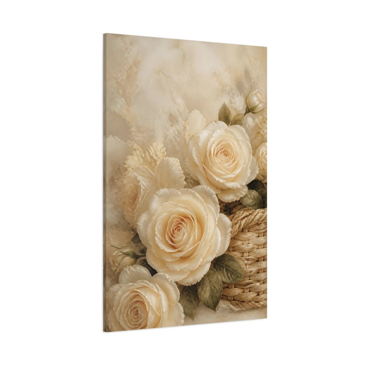 Floral Roses Cream Canvas Print – Living Room, Large Wall - YesArtYes