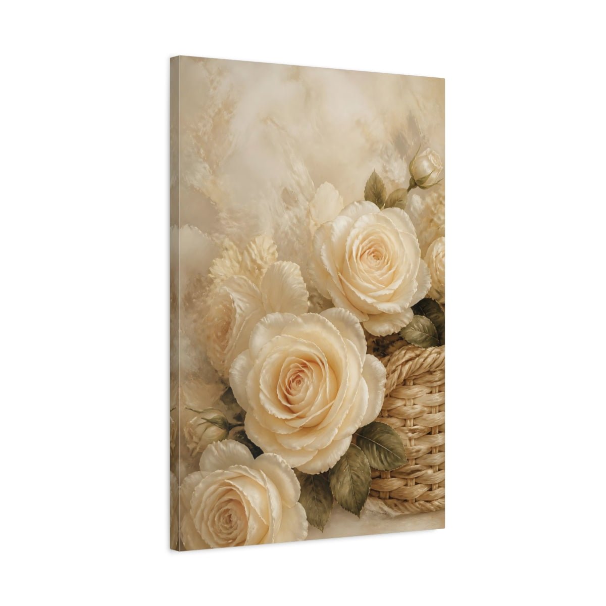Floral Roses Cream Canvas Print – Living Room, Large Wall - YesArtYes
