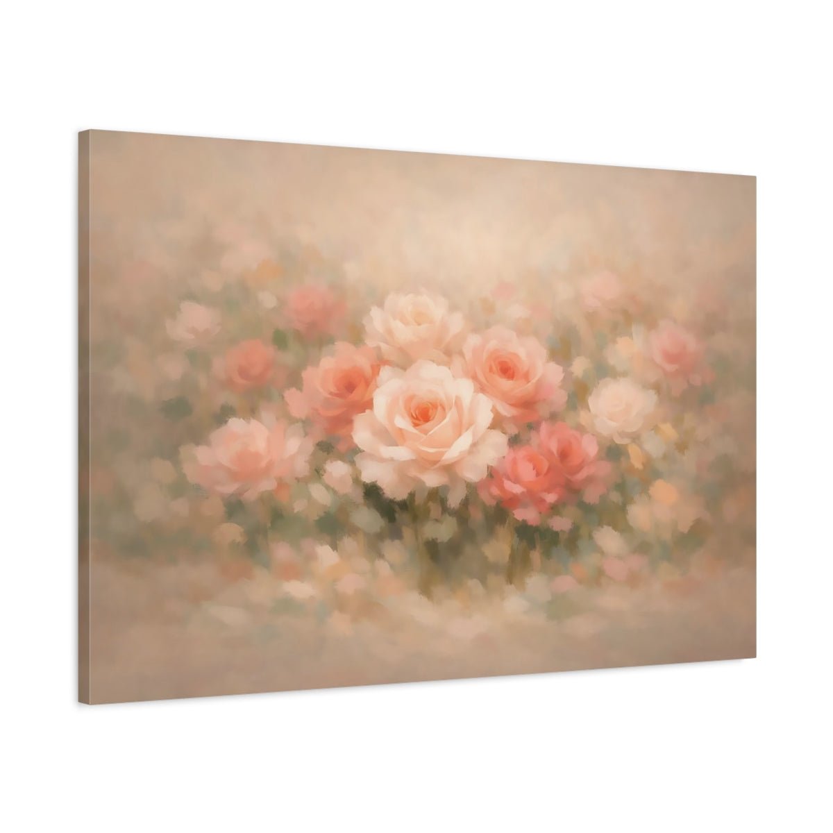 Floral Roses Pink And Peach - Canvas Wall Art Print - YesArtYes