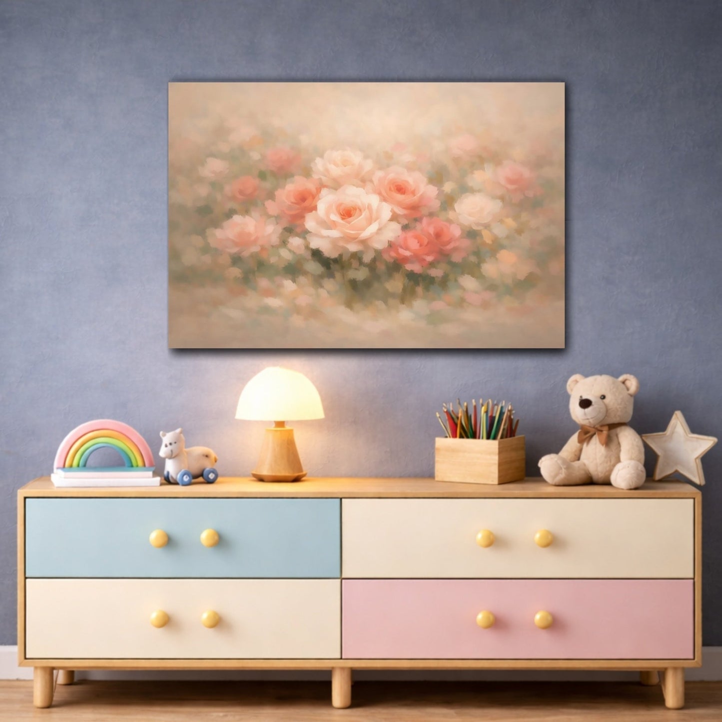 Floral Roses Pink And Peach - Canvas Wall Art Print - YesArtYes