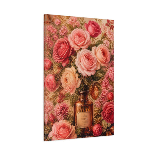 Floral Roses Pink Arrangement Canvas Print – vintage Decor for Living Room, Large Wall - YesArtYes