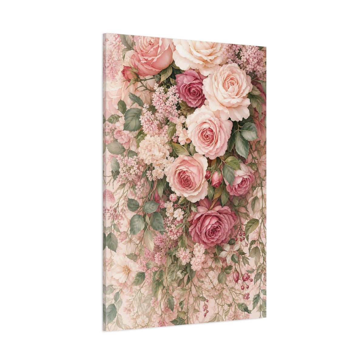 Floral Roses Pink Canvas Print Wall Art – Watercolor Living Room, Large - YesArtYes