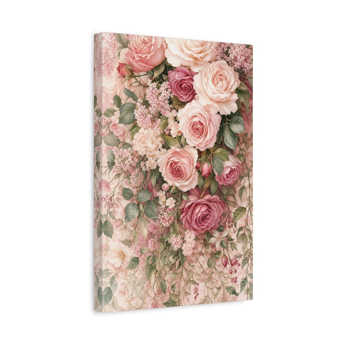 Floral Roses Pink Canvas Print Wall Art – Watercolor Living Room, Large - YesArtYes