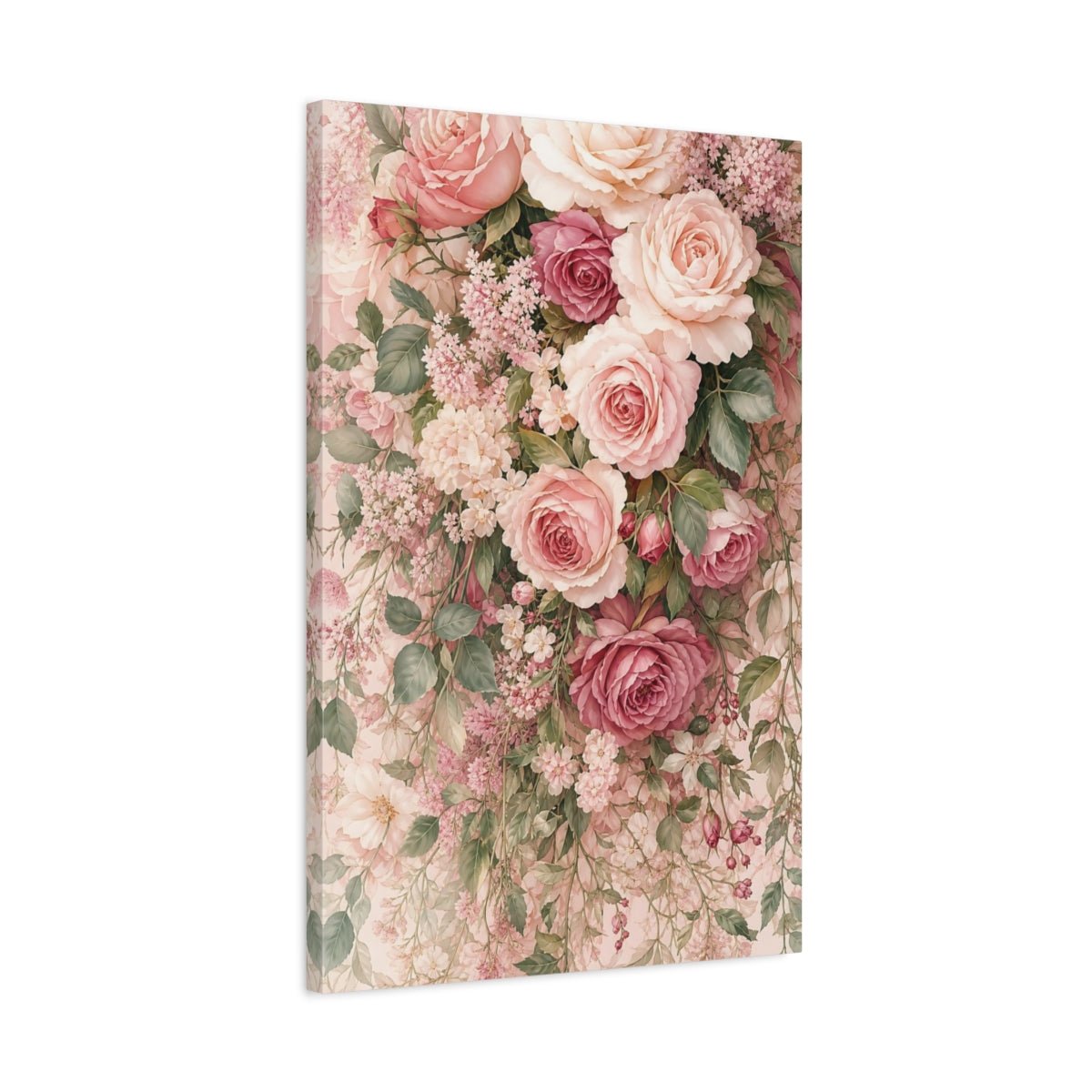 Floral Roses Pink Canvas Print Wall Art – Watercolor Living Room, Large - YesArtYes