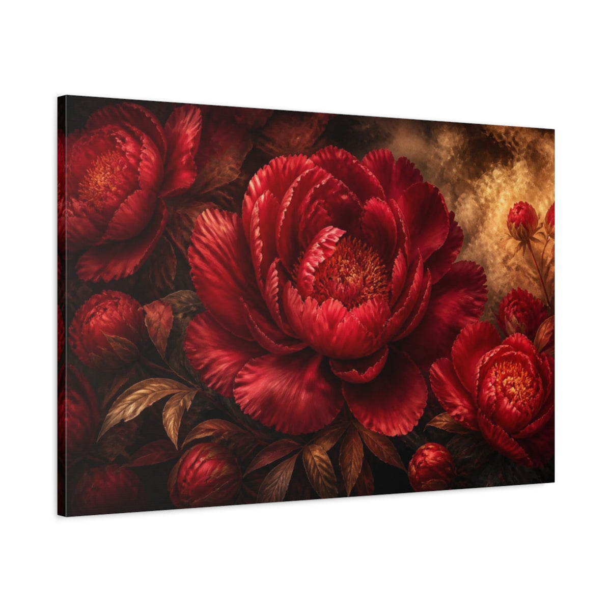 Main Mockup. Floral Ruby Peony shown as canvas print