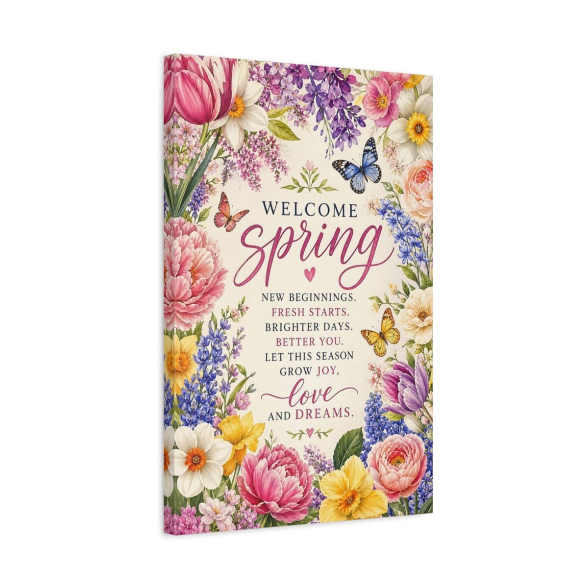 Floral Spring Flowers Pastel Canvas Wall Art Print – Watercolor Living Room, Above Sofa - YesArtYes