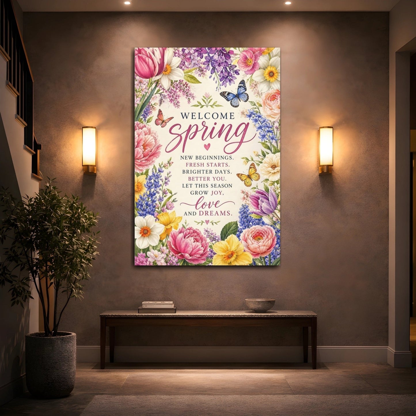 Floral Spring Flowers Pastel Canvas Wall Art Print – Watercolor Living Room, Above Sofa - YesArtYes