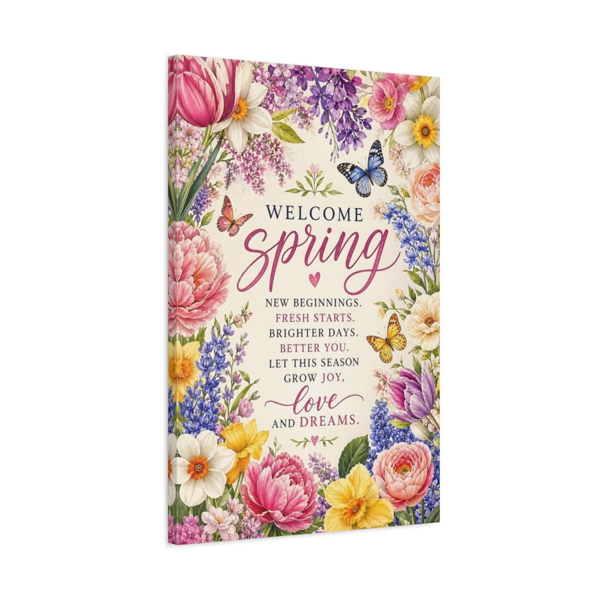 Floral Spring Flowers Pastel Canvas Wall Art Print – Watercolor Living Room, Above Sofa - YesArtYes