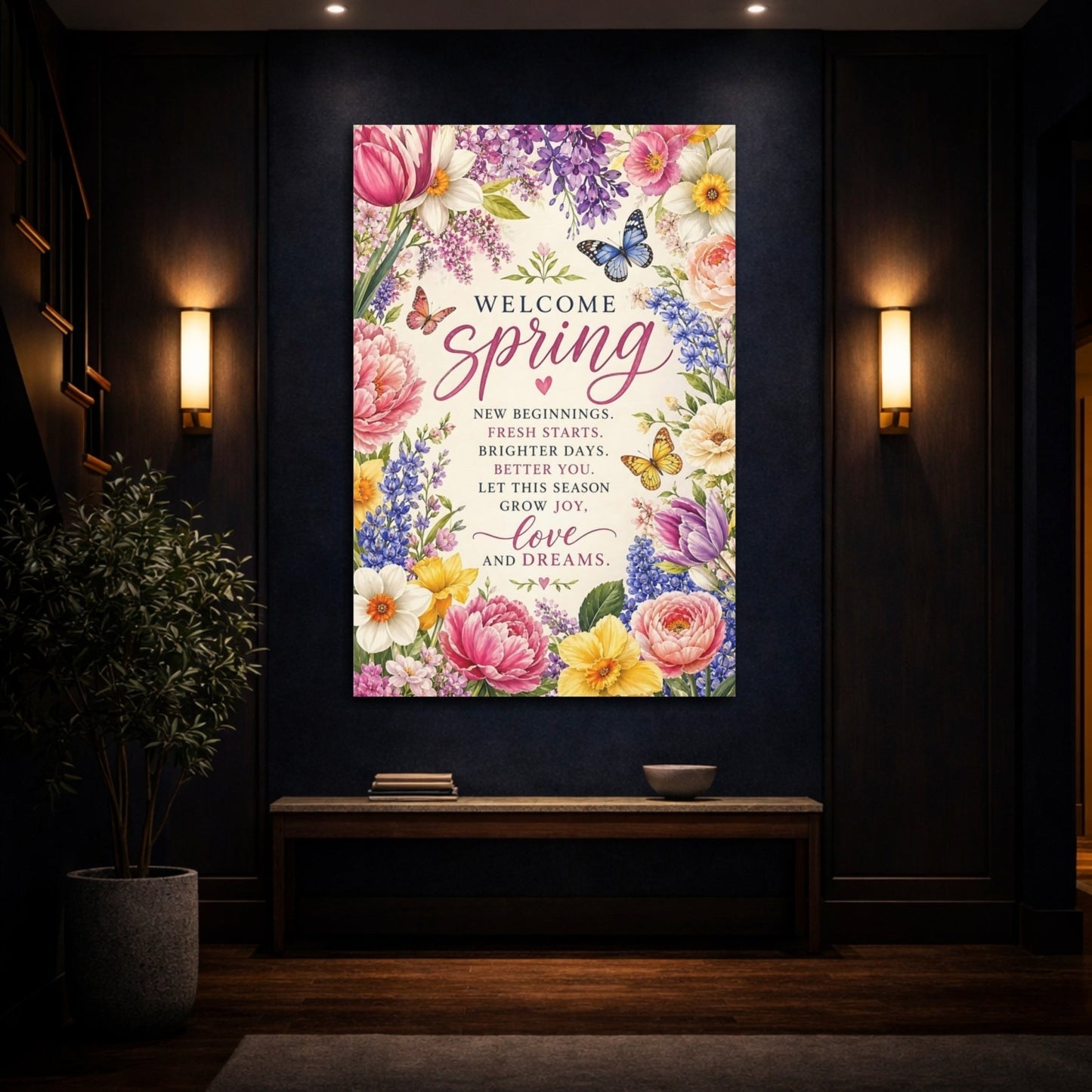 Floral Spring Flowers Pastel Canvas Wall Art Print – Watercolor Living Room, Above Sofa - YesArtYes