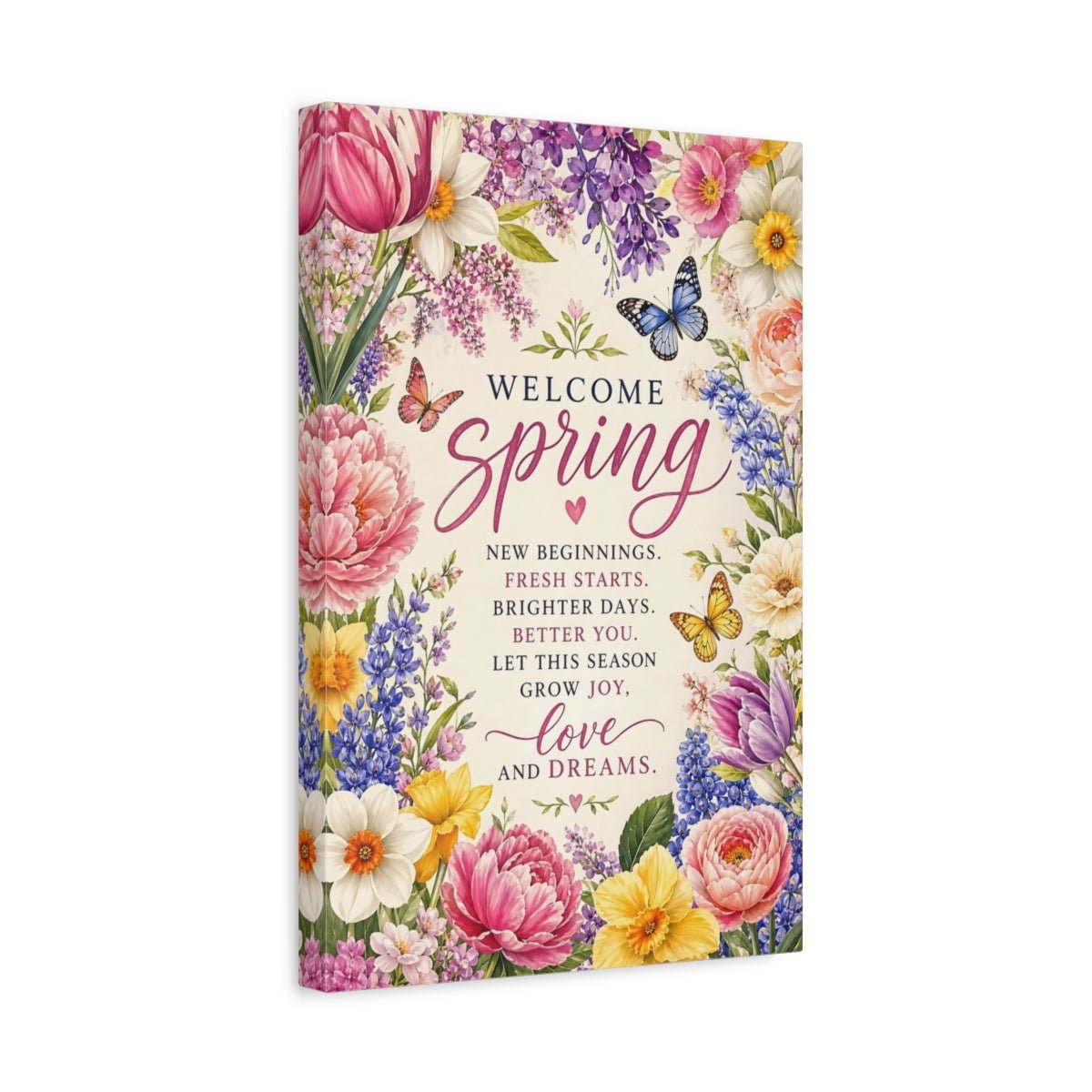 Floral Spring Flowers Pastel Canvas Wall Art Print – Watercolor Living Room, Above Sofa - YesArtYes