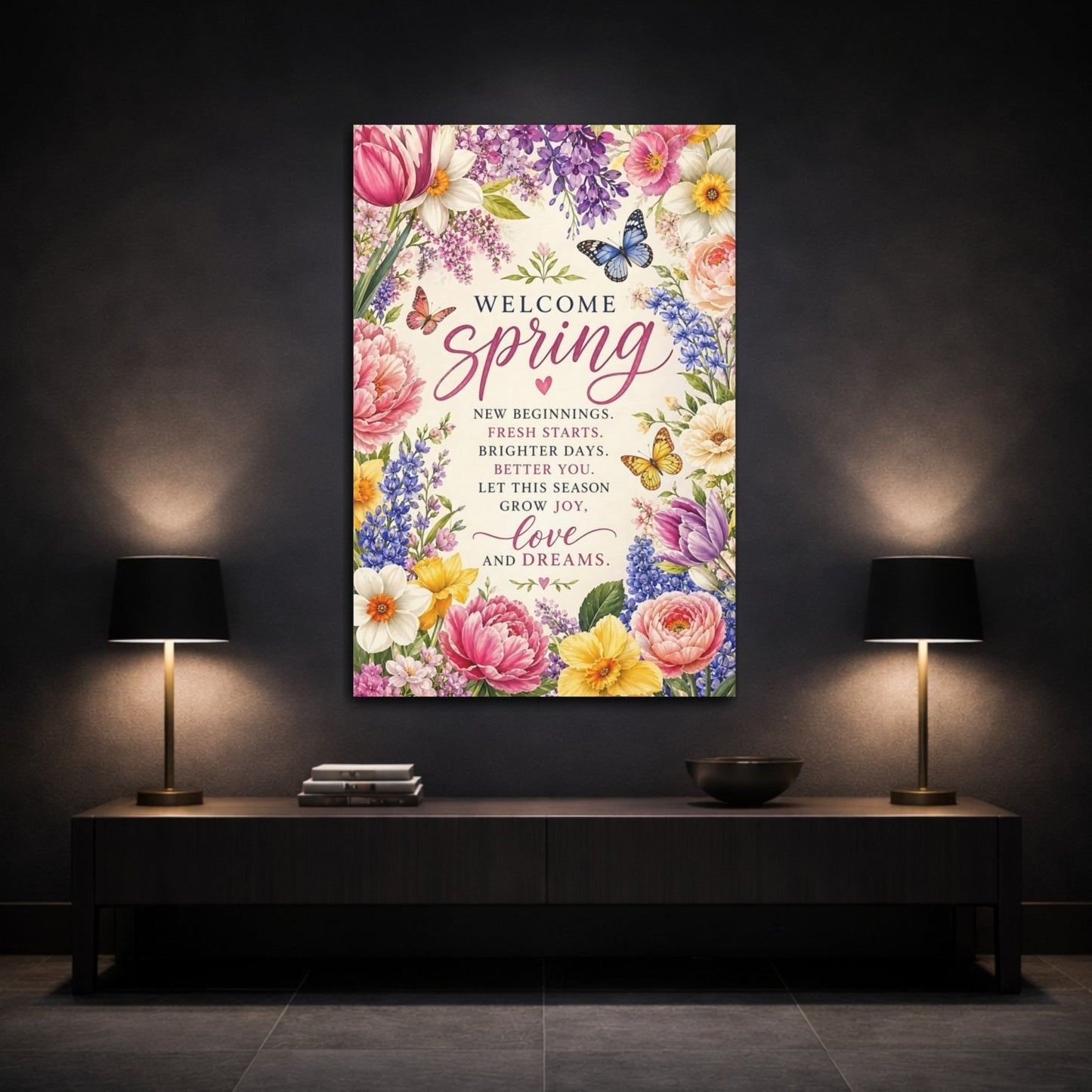 Floral Spring Flowers Pastel Canvas Wall Art Print – Watercolor Living Room, Above Sofa - YesArtYes