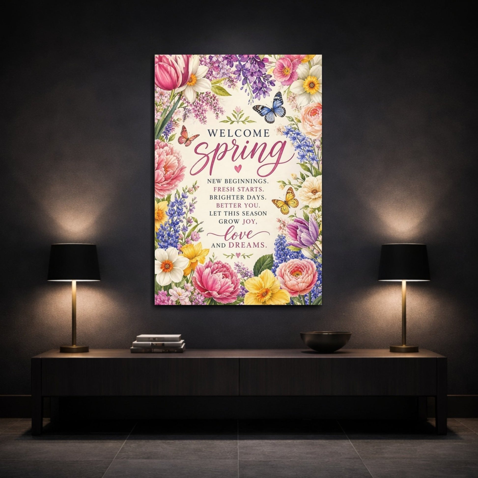 Floral Spring Flowers Pastel Canvas Wall Art Print – Watercolor Living Room, Above Sofa - YesArtYes