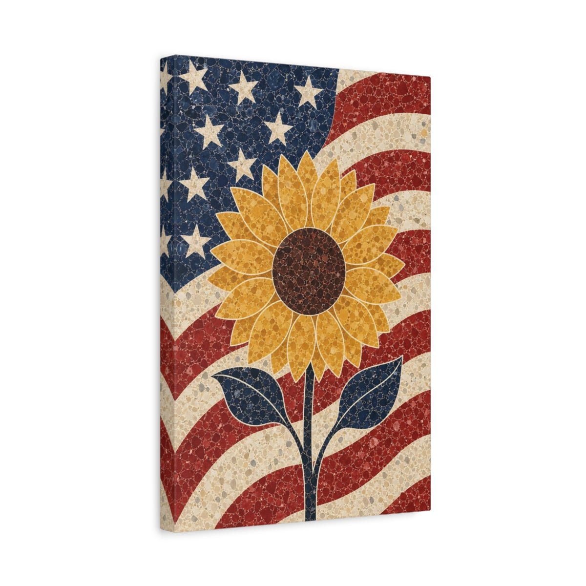 Floral Sunflower Patriotic Canvas Print – Living Room, Above Console Table - YesArtYes