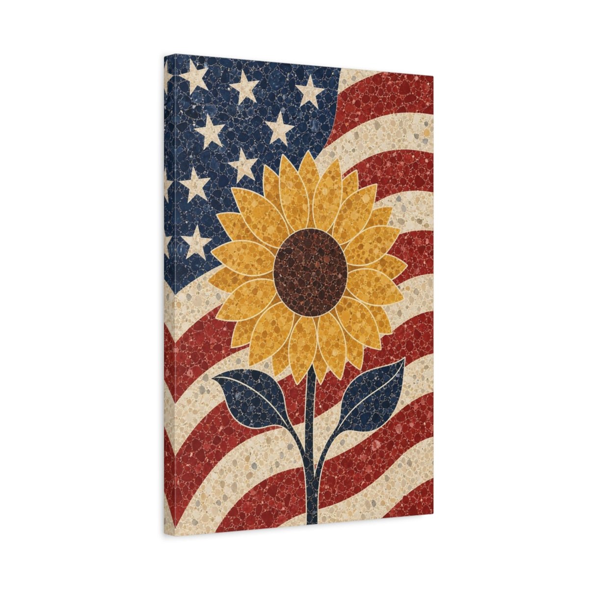 Floral Sunflower Patriotic Canvas Print – Living Room, Above Console Table - YesArtYes