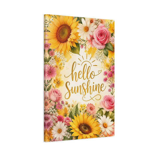 Floral Sunflowers And Roses Yellow Pink Canvas Print – Watercolor Decor for Living Room, Above Console Table - YesArtYes