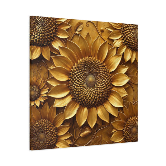 Main Mockup. Floral Sunflowers Golden Sunflowers shown as stretched canvas wall art