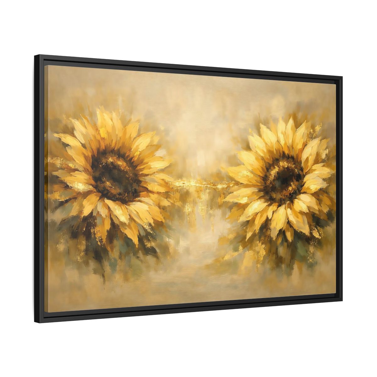 Side Mockup 13. Floral Sunflowers Yellow Sunflowers shown as stretched canvas wall art