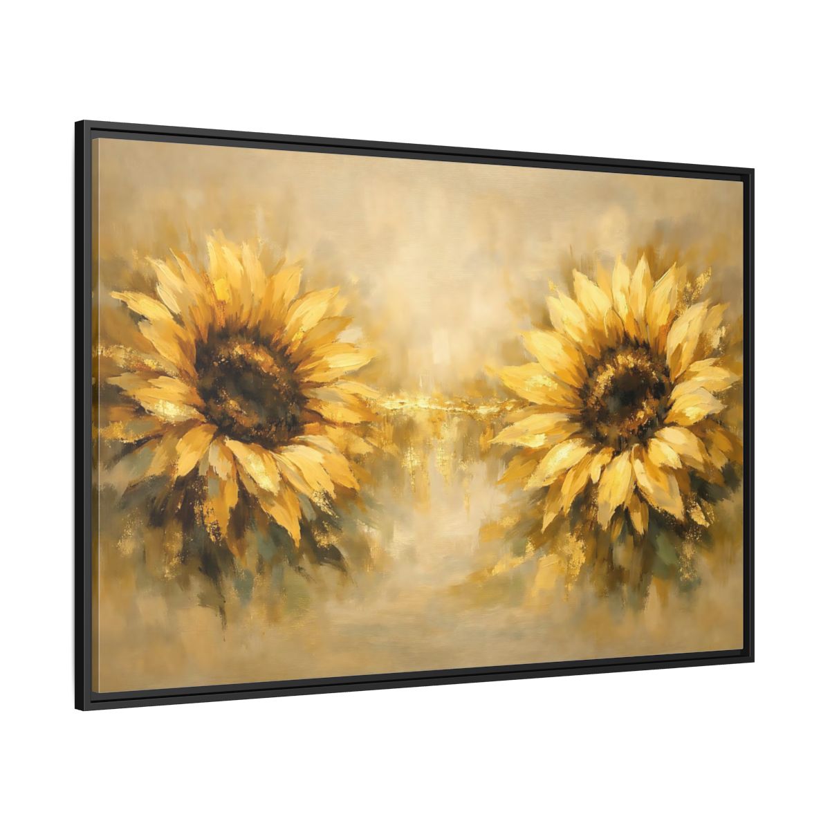 Side Mockup 12. Floral Sunflowers Yellow Sunflowers shown as stretched canvas wall art