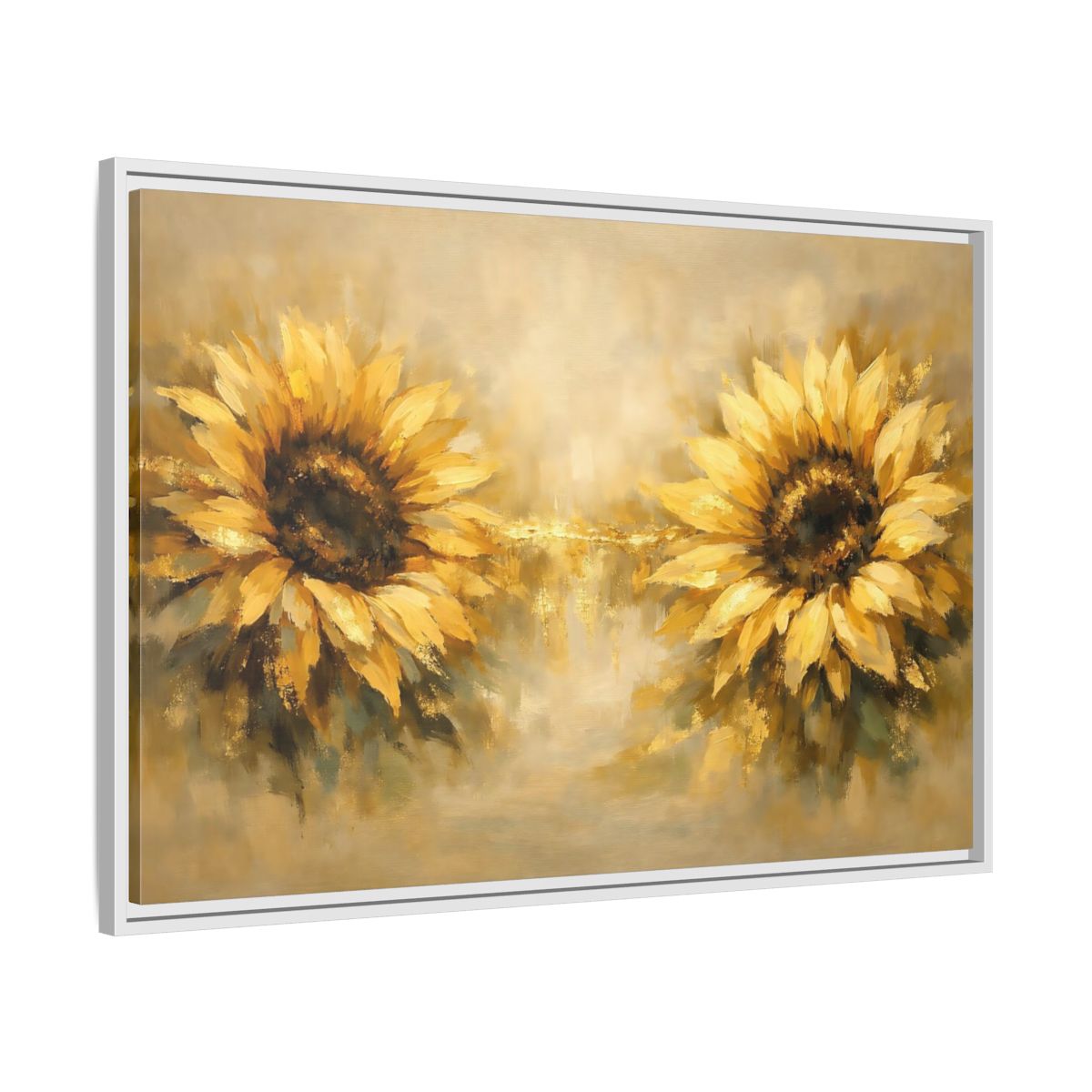 Side Mockup 8. Floral Sunflowers Yellow Sunflowers shown as stretched canvas wall art