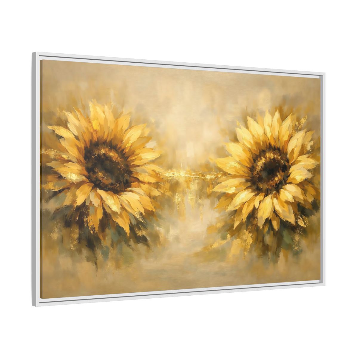 Side Mockup 7. Floral Sunflowers Yellow Sunflowers shown as stretched canvas wall art