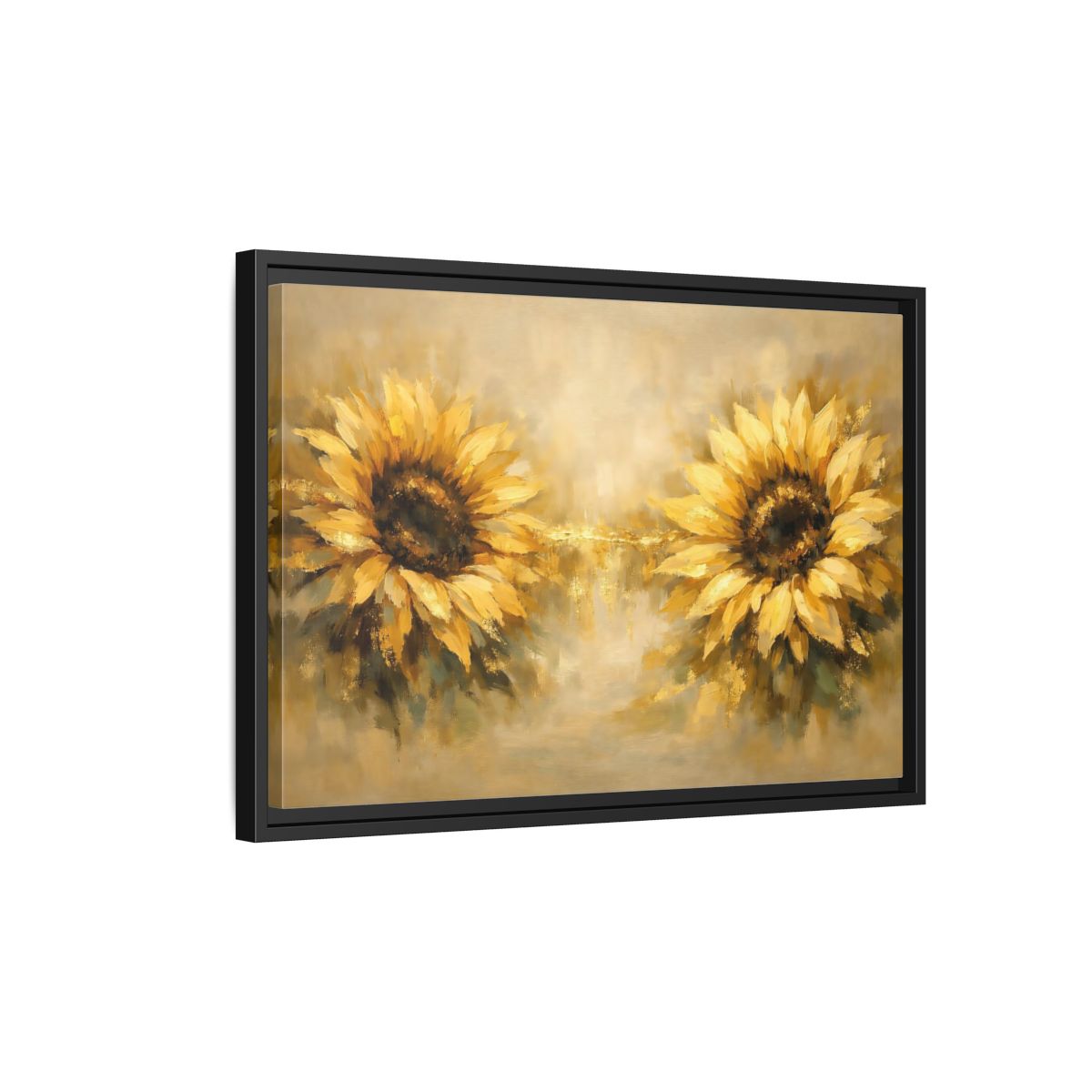 Side Mockup 3. Floral Sunflowers Yellow Sunflowers shown as stretched canvas wall art