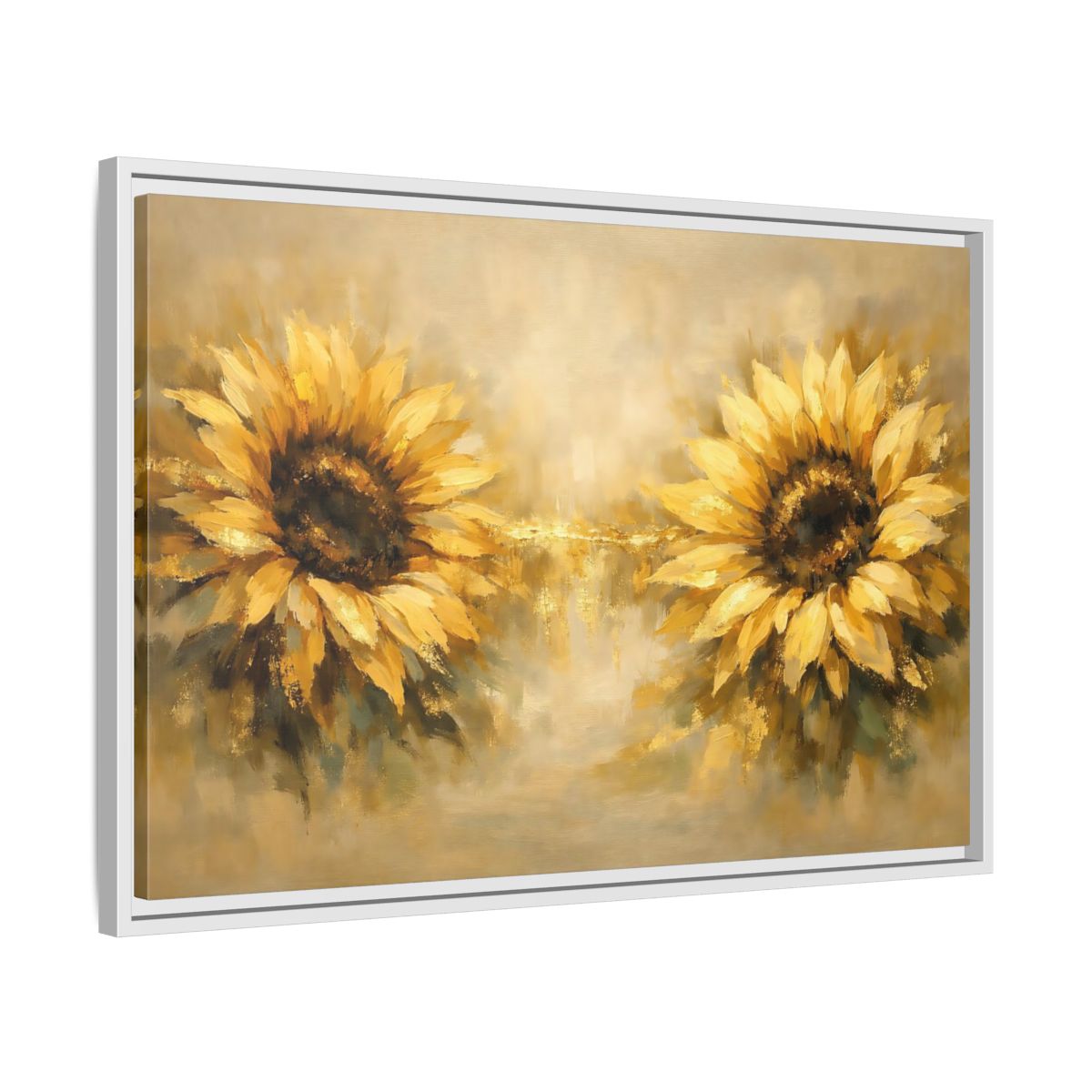 Side Mockup 10. Floral Sunflowers Yellow Sunflowers shown as stretched canvas wall art