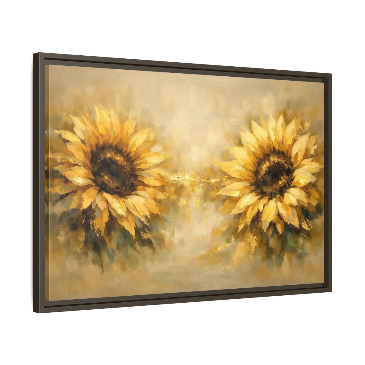 Side Mockup 11. Floral Sunflowers Yellow Sunflowers shown as stretched canvas wall art