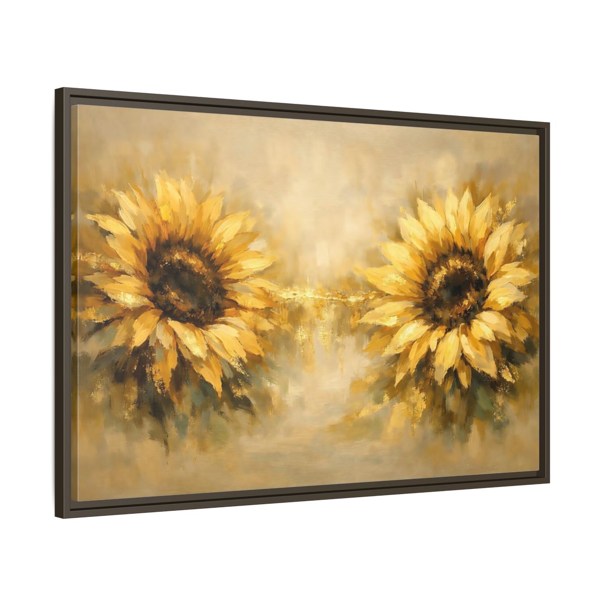 Side Mockup 9. Floral Sunflowers Yellow Sunflowers shown as stretched canvas wall art