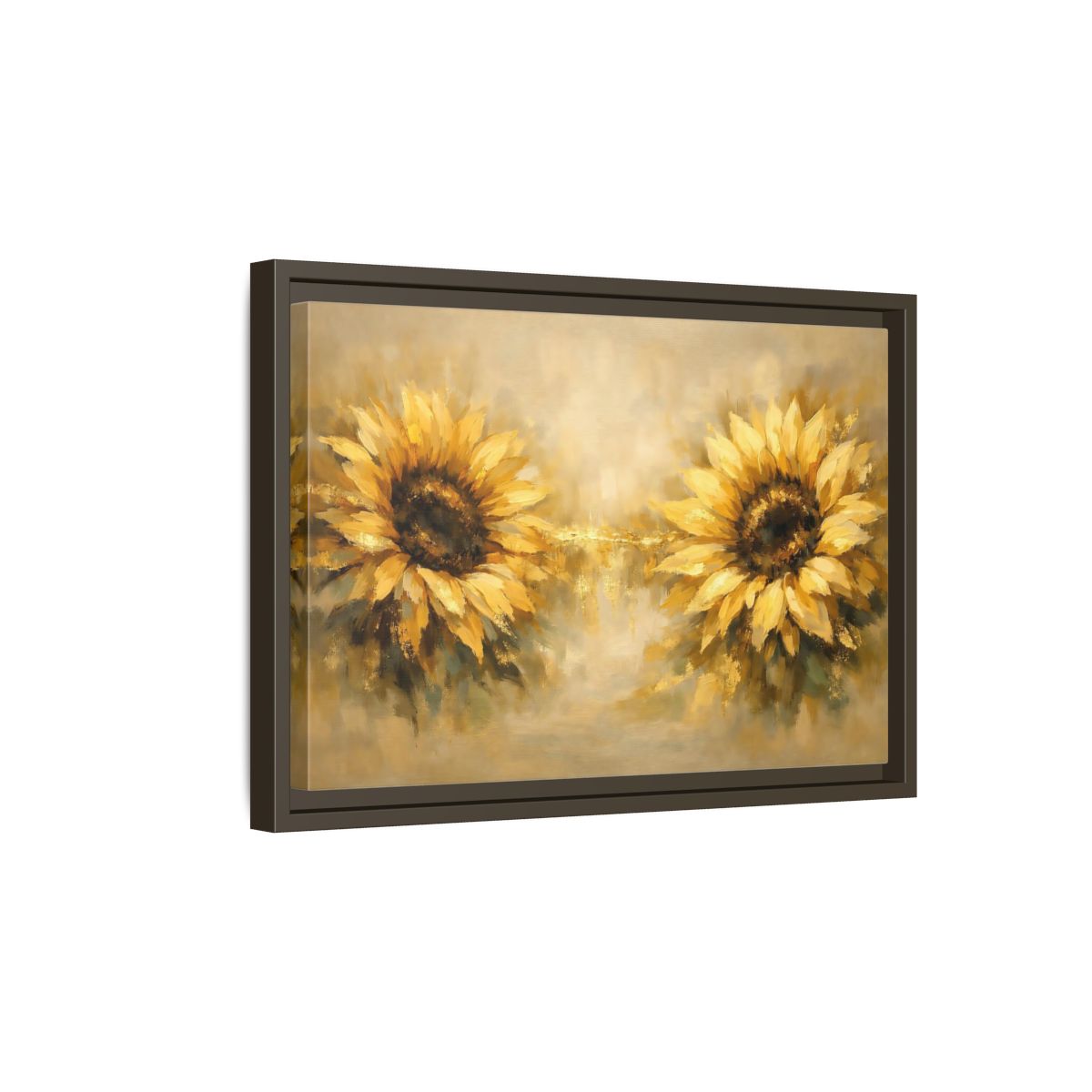 Side Mockup 5. Floral Sunflowers Yellow Sunflowers shown as stretched canvas wall art