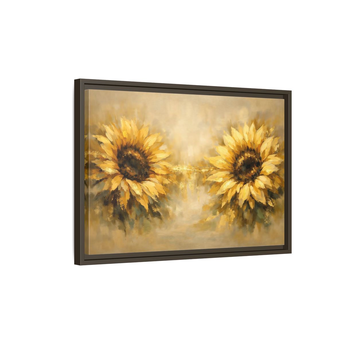Side Mockup 2. Floral Sunflowers Yellow Sunflowers shown as stretched canvas wall art