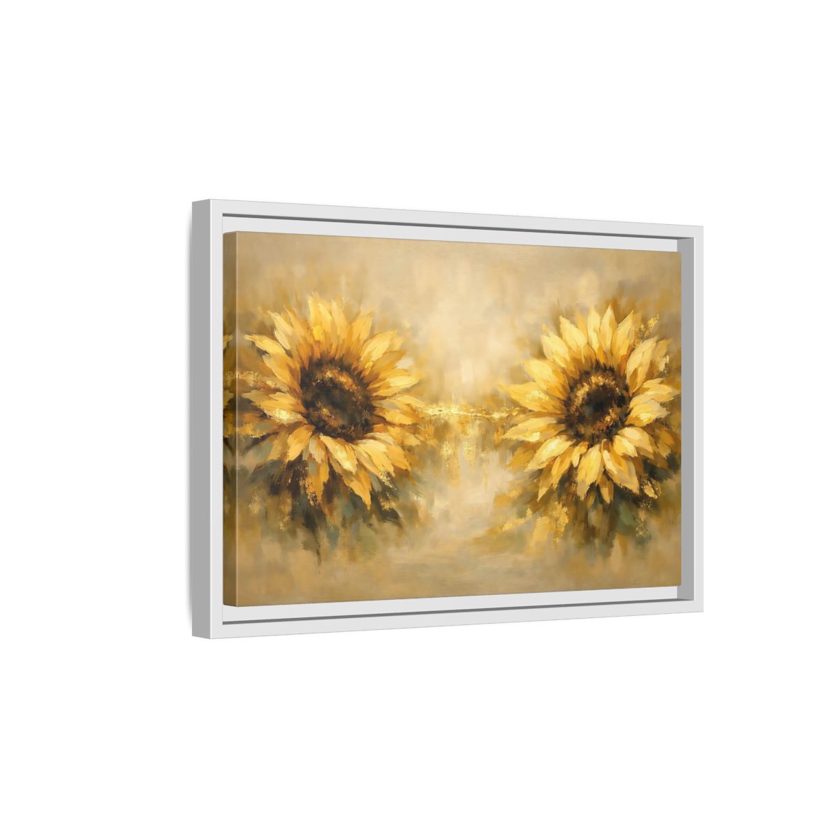 Side Mockup 4. Floral Sunflowers Yellow Sunflowers shown as stretched canvas wall art