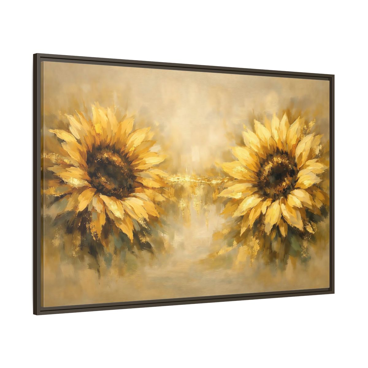Main Mockup. Floral Sunflowers Yellow Sunflowers shown as stretched canvas wall art