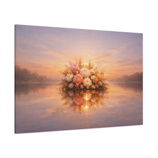 Floral Sunset Reflection shown as stretched canvas wall art
