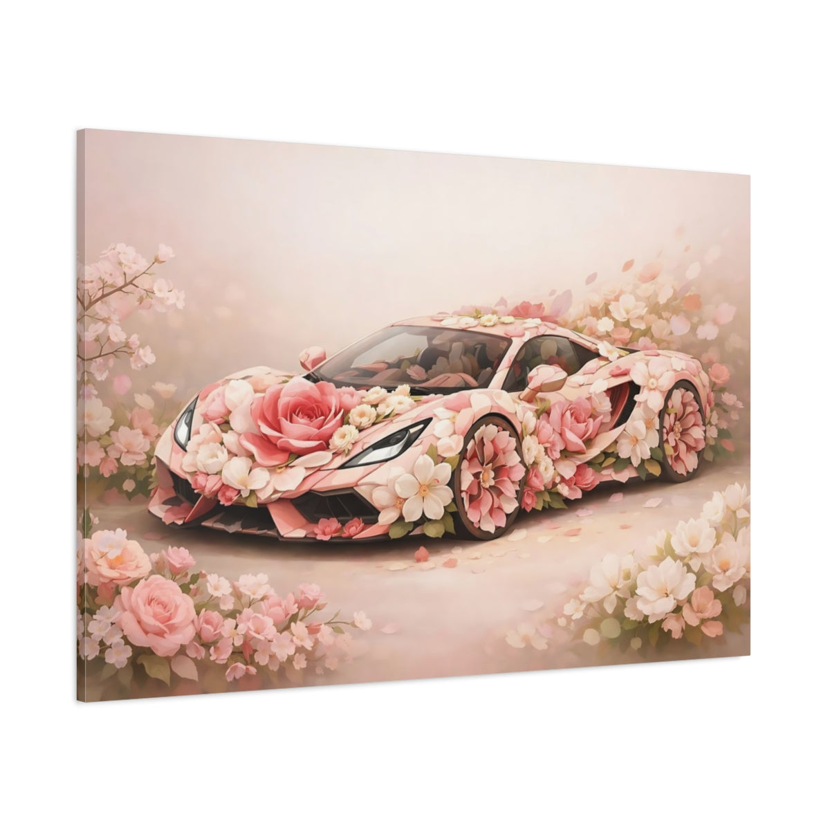 Floral Supercar shown as stretched canvas wall art