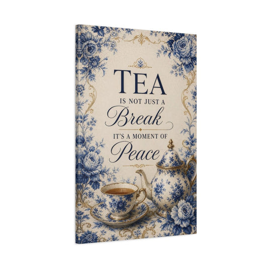 Floral Tea Set Blue And White Canvas Print – Kitchen, Wall, - YesArtYes