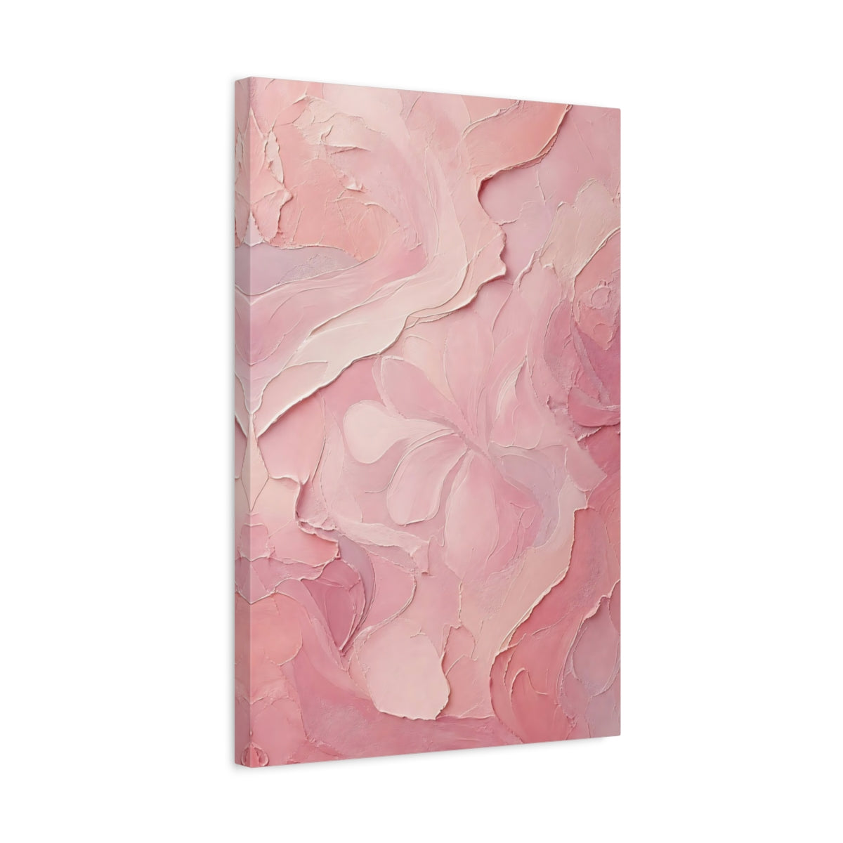 Side Mockup 3. Floral Floral Texture Pink Floral Abstract shown as stretched canvas wall art