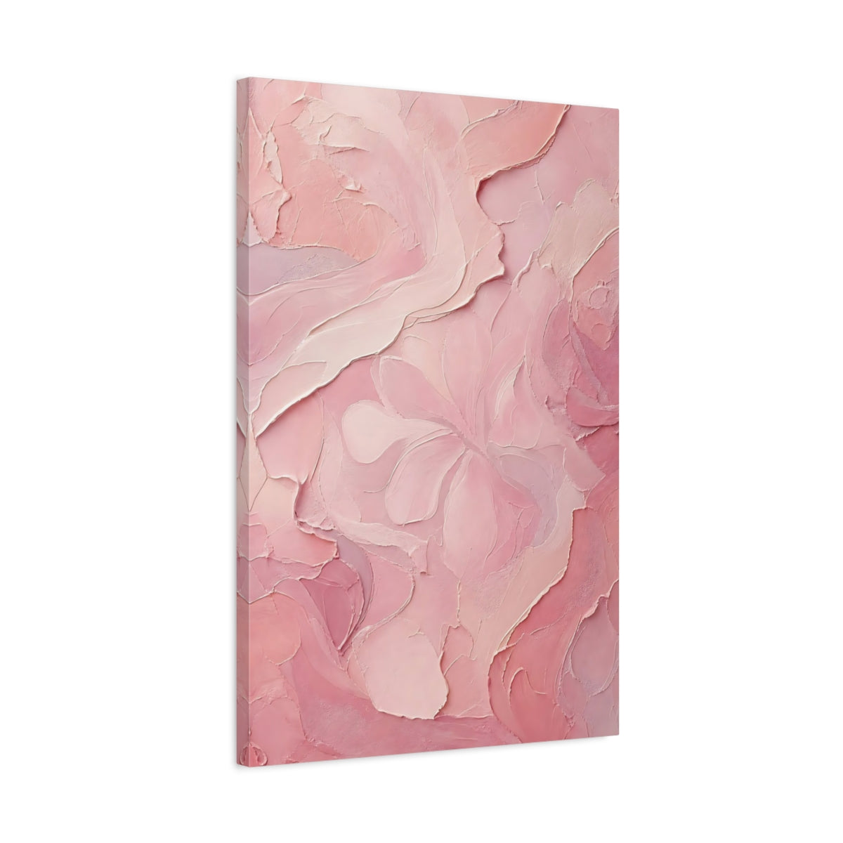 Side Mockup 2. Floral Floral Texture Pink Floral Abstract shown as stretched canvas wall art