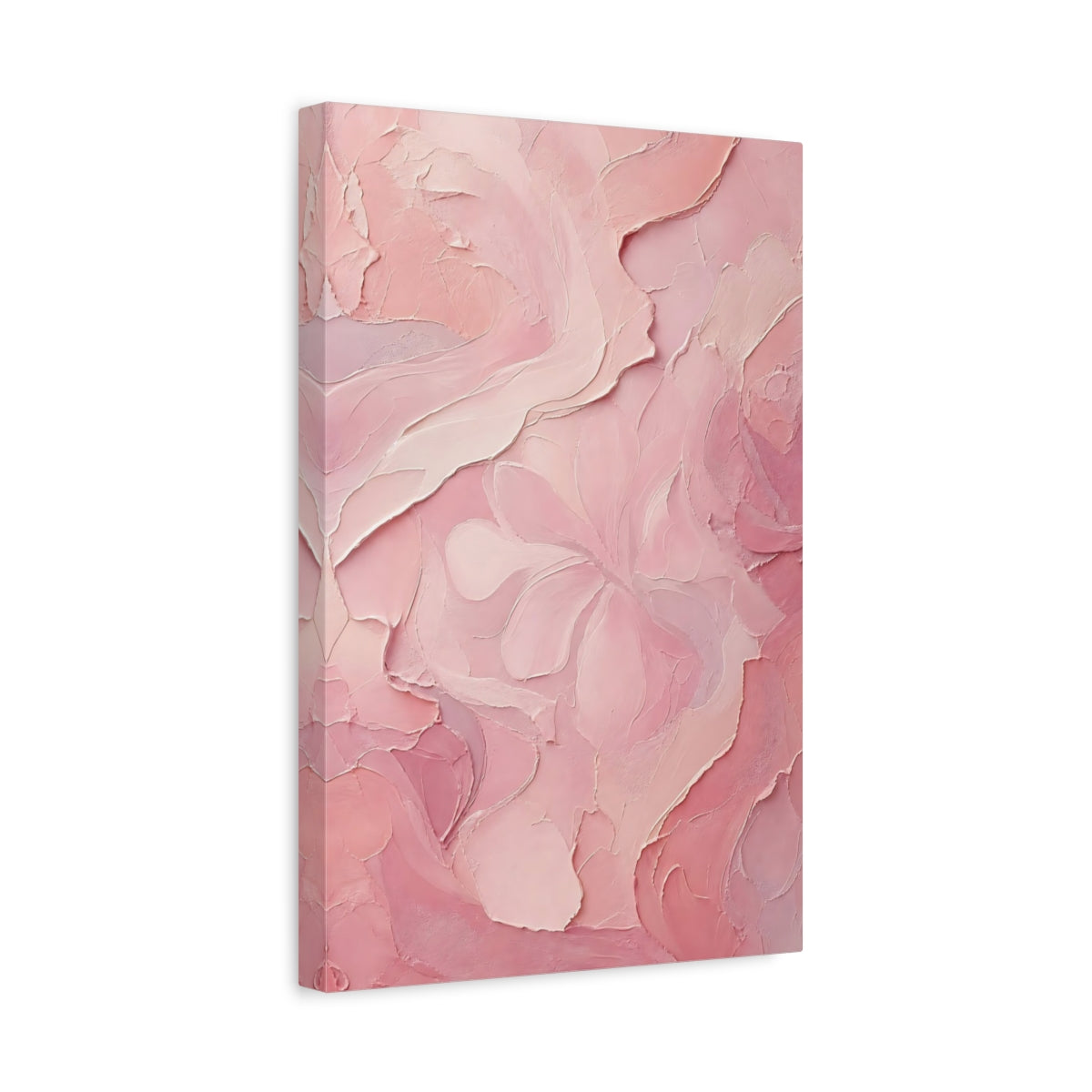 Side Mockup 4. Floral Floral Texture Pink Floral Abstract shown as stretched canvas wall art