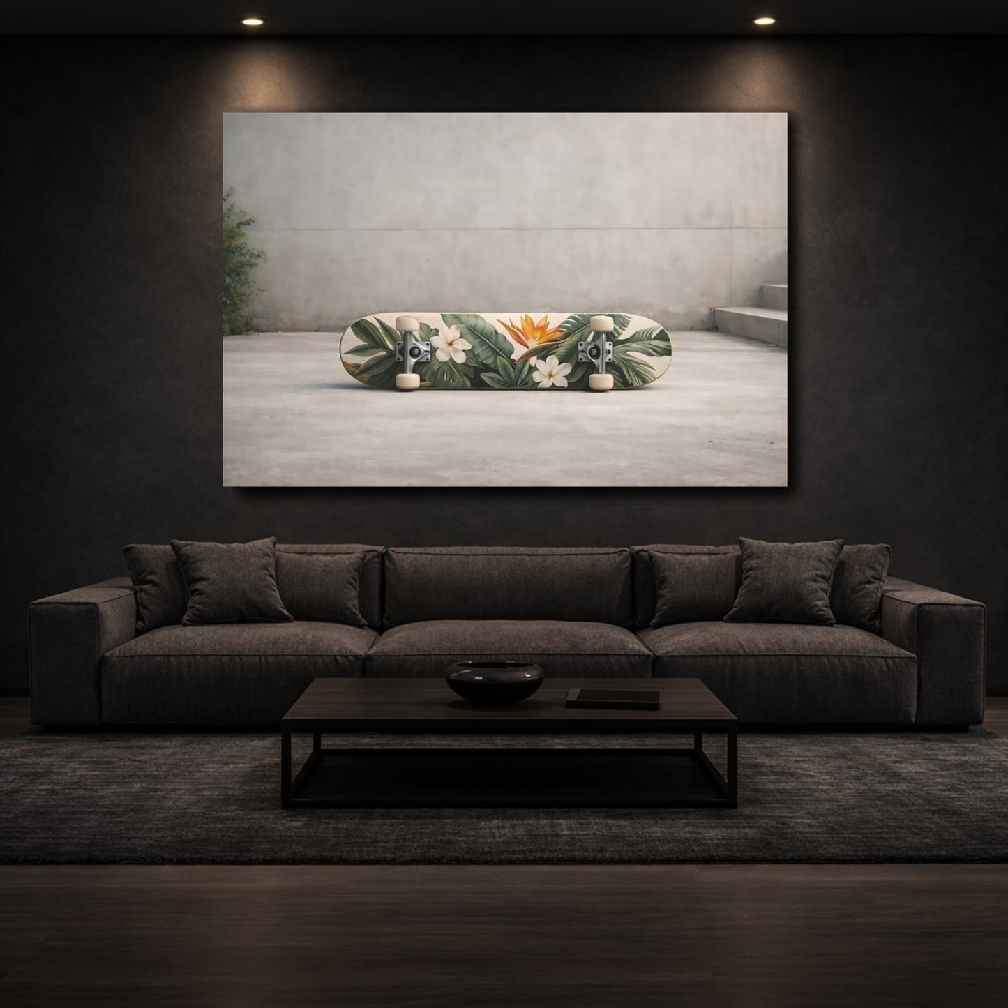 Mockup 2. Floral Tropical Flowers Tropical Floral shown as stretched canvas wall art