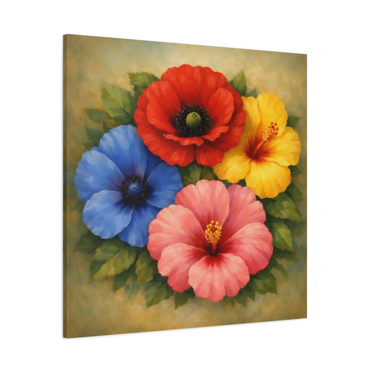 Main Mockup. Floral Vibrant Flowers Colorful Floral shown as stretched canvas wall art