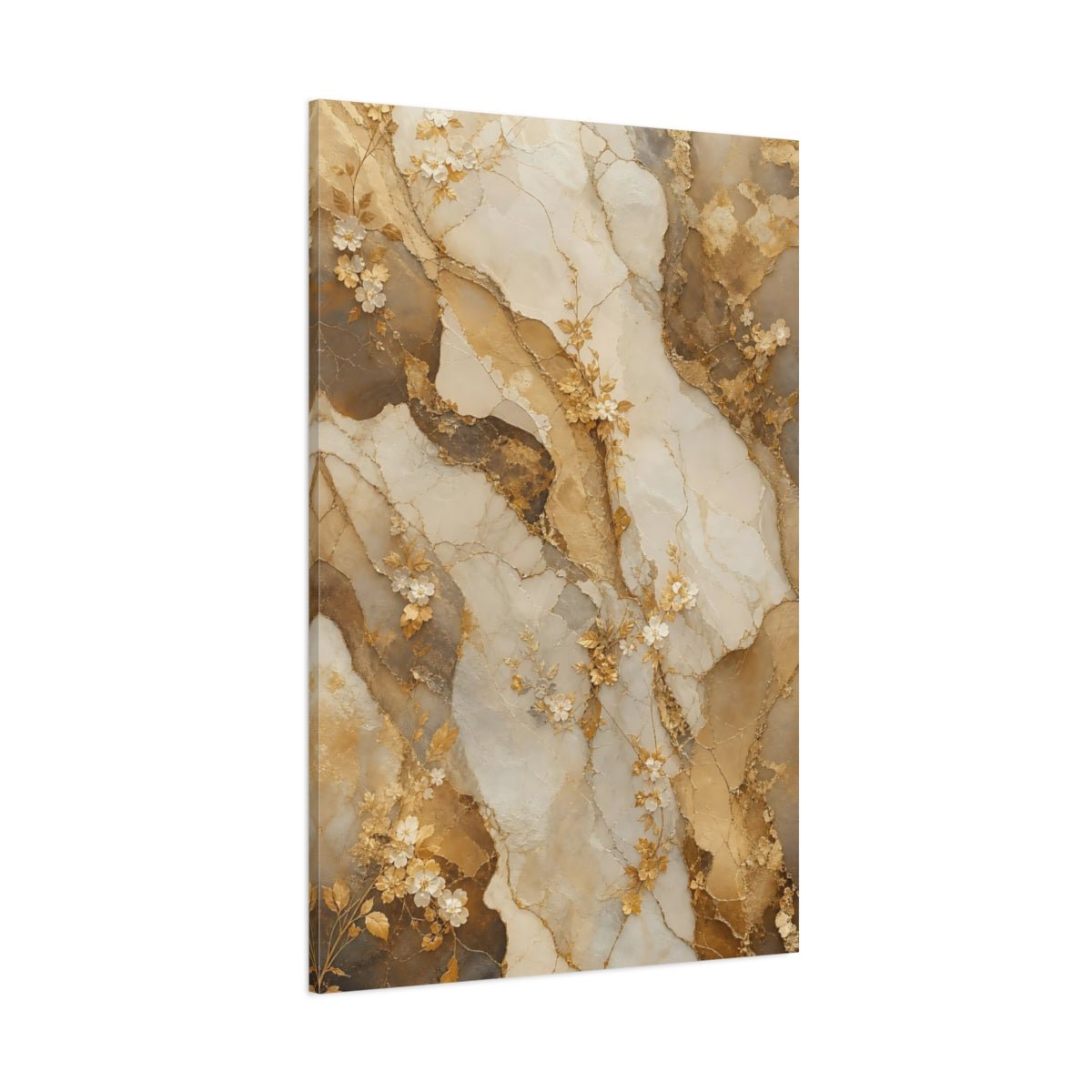 Floral Vines Gold Marble Canvas Print – Luxury Decor for Living Room, Large Wall - YesArtYes