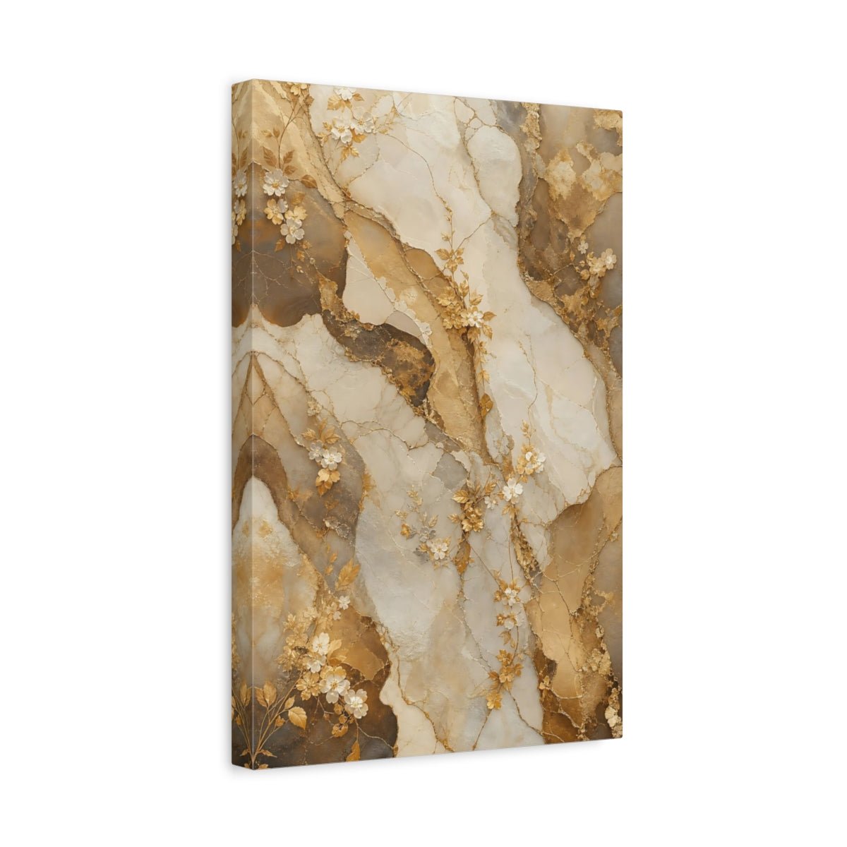 Floral Vines Gold Marble Canvas Print – Luxury Decor for Living Room, Large Wall - YesArtYes