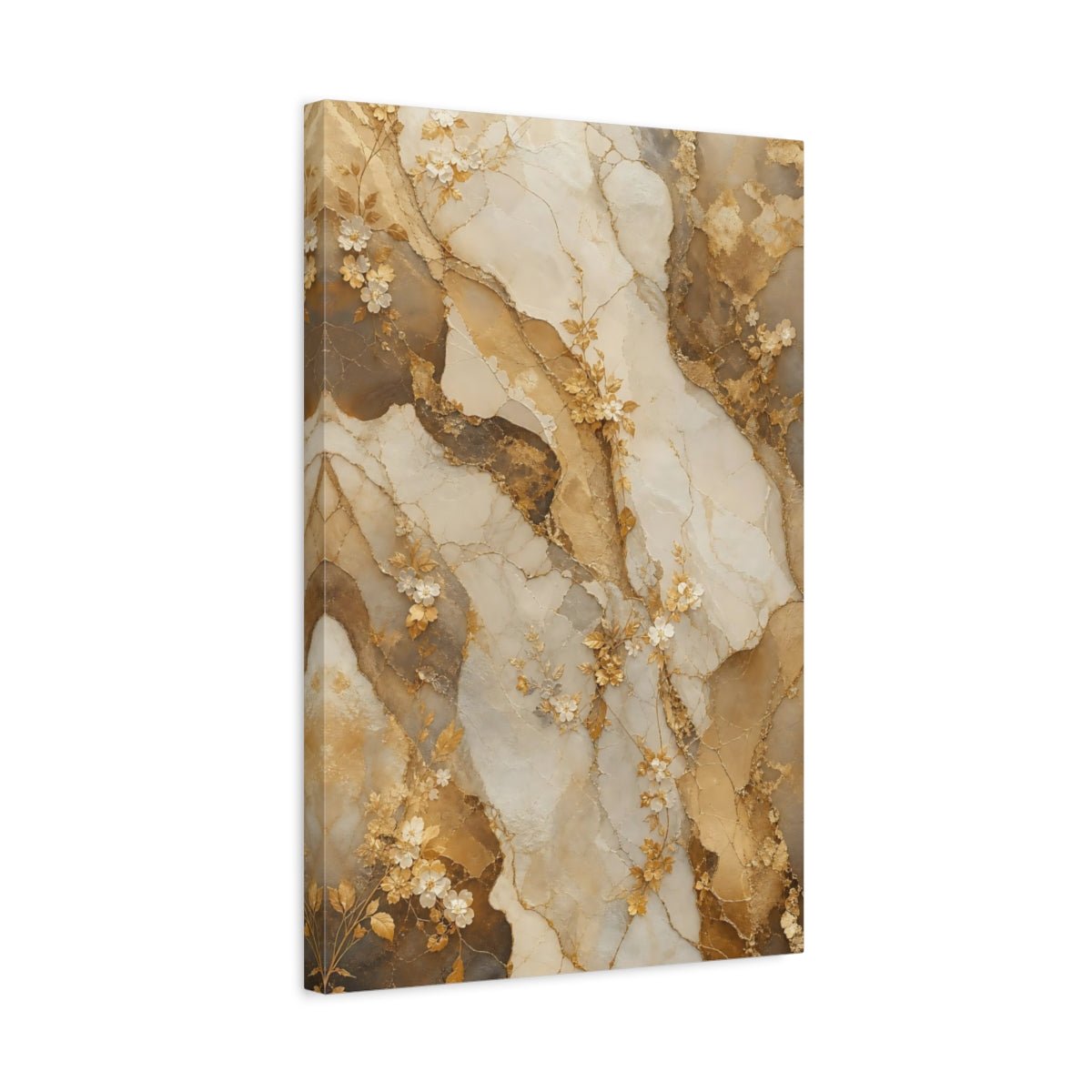Floral Vines Gold Marble Canvas Print – Luxury Decor for Living Room, Large Wall - YesArtYes